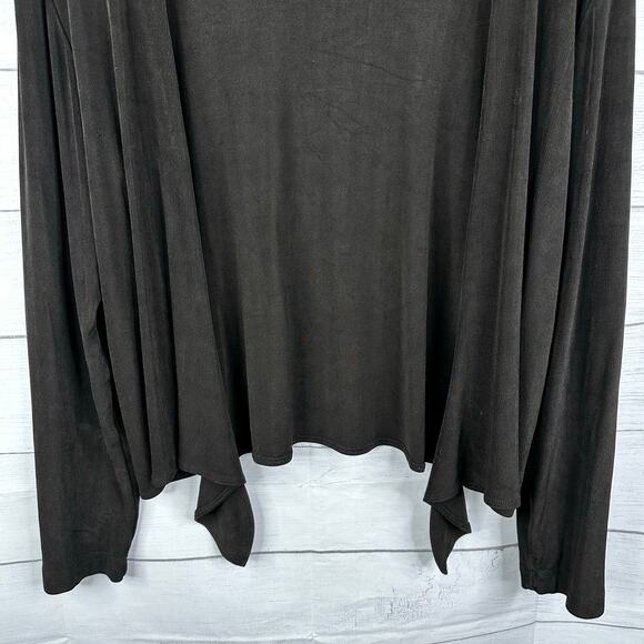 Chicos Traveler Womens size 2 Large 12 Open Cardigan Black Slinky - Picture 4 of 9